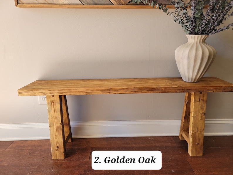 Solid wood rustic entryway bench / end of bed bench / window bench / plant bench image 7