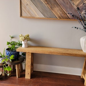 Solid wood rustic entryway bench / end of bed bench / window bench / plant bench image 5