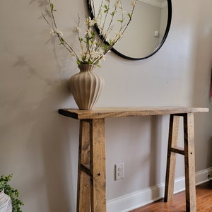 Mesa de entrada rústica de madera maciza / mesa consola / mesa de recibidor