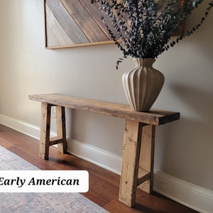 Solid wood rustic entryway bench / end of bed bench / window bench / plant bench image 8