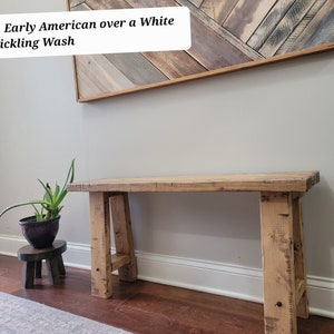 Solid wood rustic entryway bench / end of bed bench / window bench / plant bench image 6