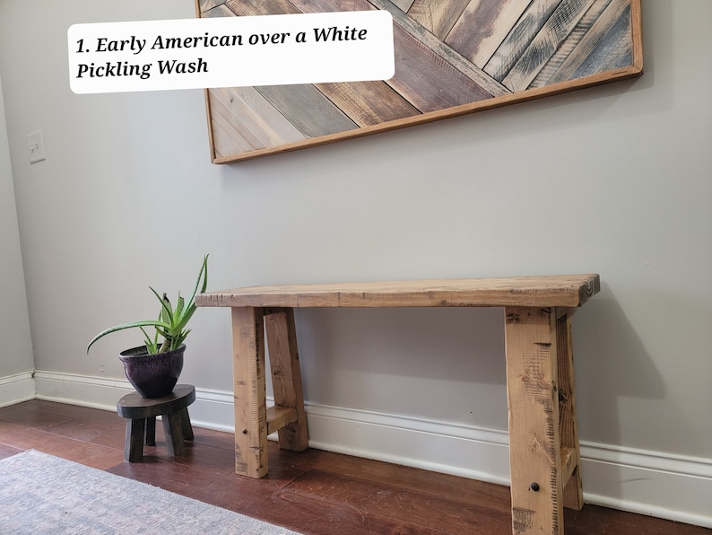 Solid wood rustic entryway bench / end of bed bench / window bench / plant bench image 6