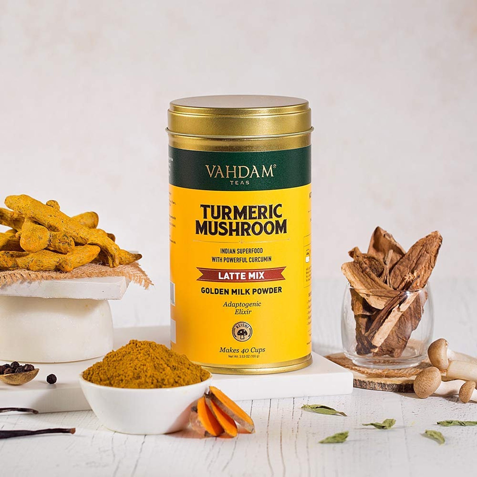 VAHDAM Organic Golden Milk Powder Turmeric tea Latte 3.53 Etsy