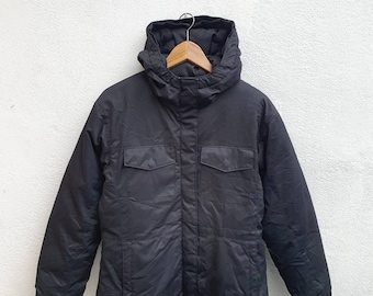 COLUMBIA SPORTSWEAR Chaqueta con capucha de plumas Columbia All Black para mujer, estilo vintage de los años 90, talla M