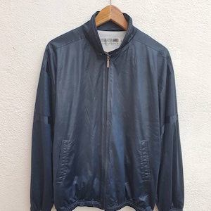 Vintage 90s Japan Yamaha Sportswear Blue Black Long Sleeve Jacket Windbreaker Racing Team Size LL