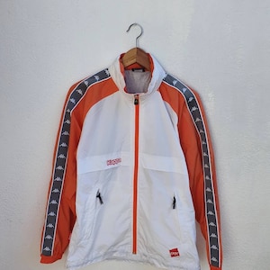 Vintage Kappa Tape Monogram Sleeve Track Running Raglan Jacket Hoodies Size S