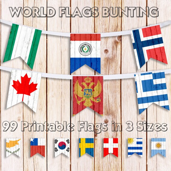 World Flags On Wood Includes 99 Flags In 3 Sizes Printable Etsy