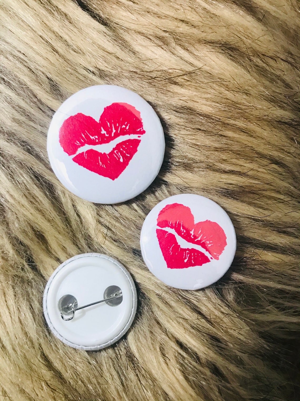 Heart badge kiss badge button badge Etsy