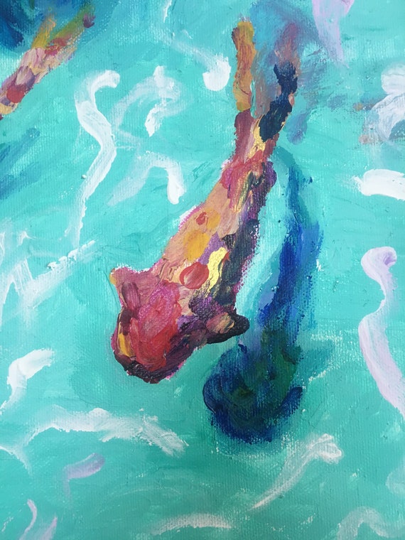 Koi Fish in Acrylic Finger Painting 