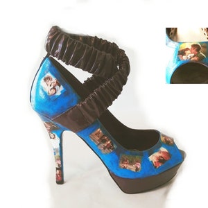 The Notebook High Heels, US Size 6.5, Allie & Noah, McAdams and Gosling, Blue