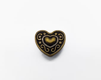 Druckknopf Herz – Messing, Bronze