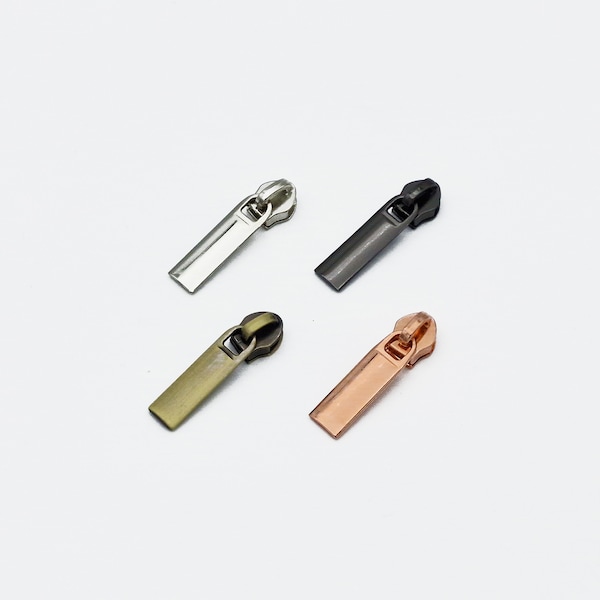 Reißverschluss Zipper mit #5 Schieber Basic – Silber, Gunmetal, Bronze/Messing, Kupfer/Roségold