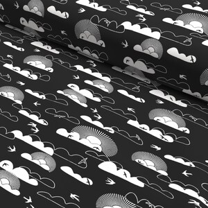 Tessuto di cotone con “Cloudy Sky” in nero – di snoozeboo