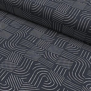 Tessuto di cotone “Quarter” con motivo a strisce in blu scuro – di snoozeboo