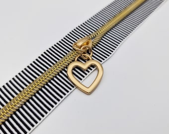Reißverschluss Zipper mit #5 Schieber Herz – Gold