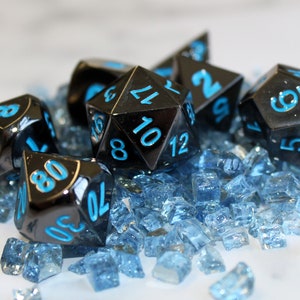 Metal Black Frost Dice Set with Display Box - Solid Metal Dice Set for DnD | Dungeons & Dragons | Tabletop d20 RPGs