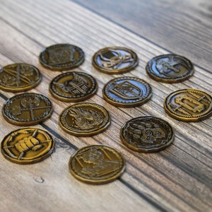 Conjunto de fichas de personajes para todas las clases (12 monedas), monedas de rol, fichas de personajes, miniaturas, monedas de héroe, accesorios de TTRPG, regalo de Game Master, regalo de rol