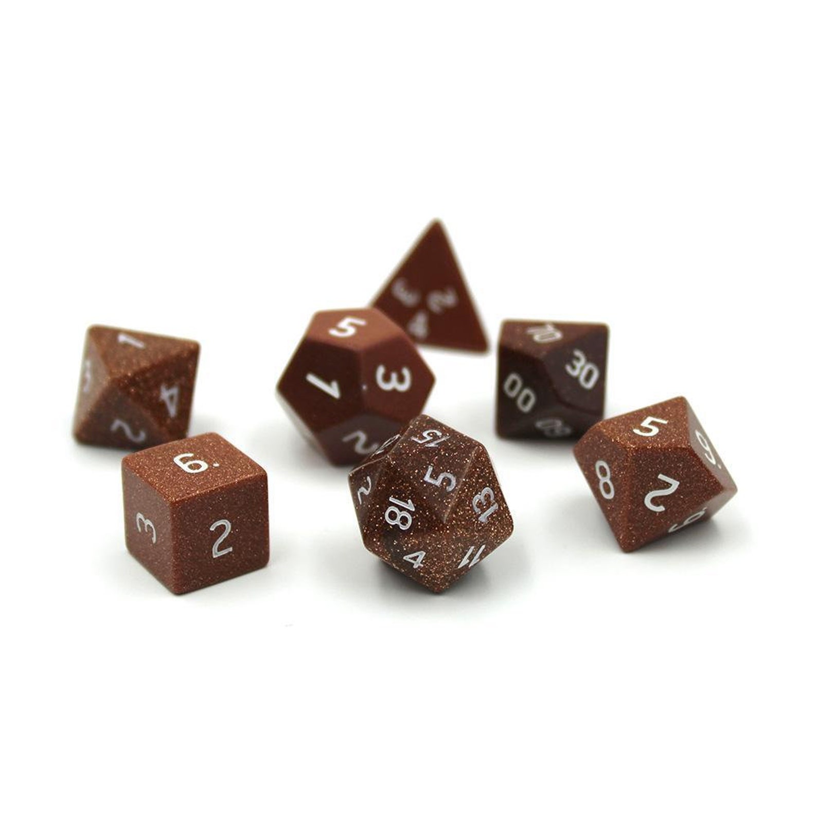 Gemstone Goldstone Dice Set with Display Box Etsy