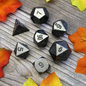 Antique Silver Metal Dice Set for DnD RPGs | Antique Vintage Style with Rounded Edges image 3