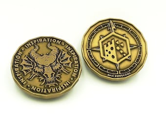 Inspiration Coin Tokens (Antique Gold) for D&D, Dungeons and Dragons, and RPG Gaming