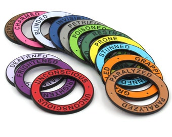 Condition Rings: Conditions Set | Metal Status Effect Markers w/ All Base Conditions for DnD Dungeons and Dragons Fans
