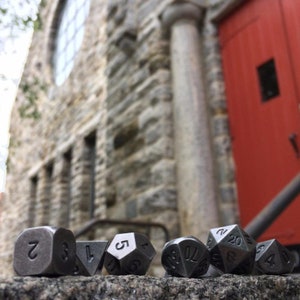 Antique Silver Metal Dice Set for DnD RPGs | Antique Vintage Style with Rounded Edges image 8