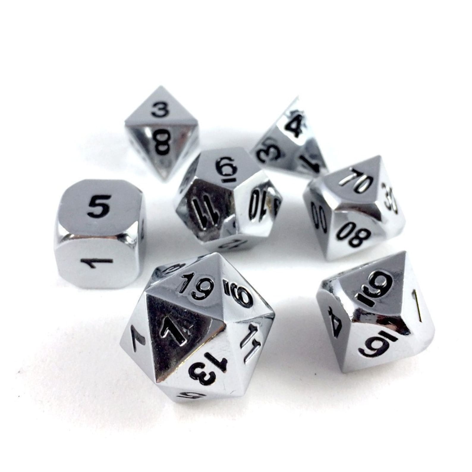 Metal Silver Color Dice Set With Display Box Solid Metal Etsy