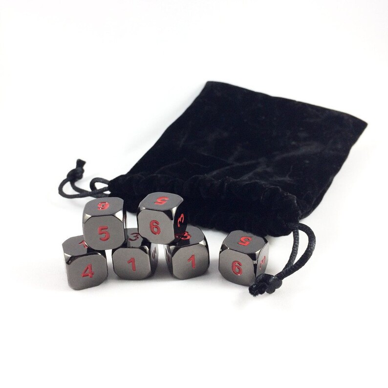 Metal Black Ember d6 Dice Set Solid Metal Dice Set for DnD Etsy