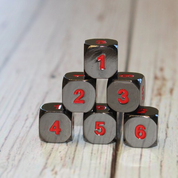 Metal Black Ember D6 Dice Set Solid Metal Dice Set for Dnd Etsy