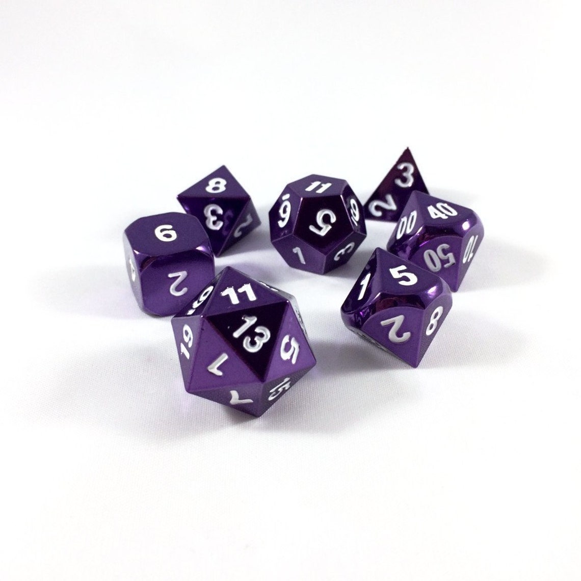 Metal Bright Purple Dice Set with Display Box Solid Metal Etsy