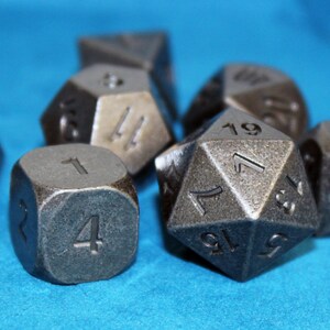 Antique Silver Metal Dice Set for DnD RPGs | Antique Vintage Style with Rounded Edges image 7