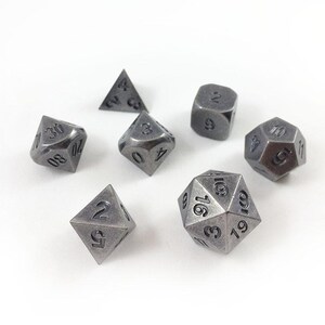 Antique Silver Metal Dice Set for DnD RPGs | Antique Vintage Style with Rounded Edges image 6