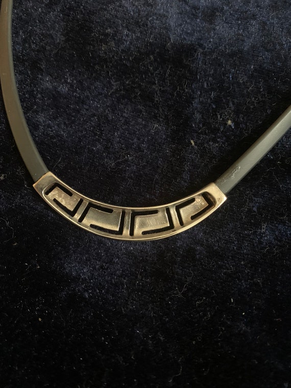 Vintage Sterling Silver and Black Rubber Choker 1… - image 2