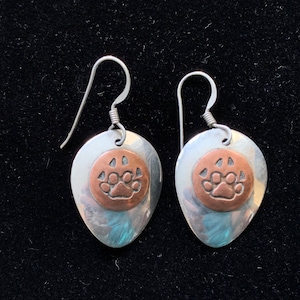 Vintage Sterling Silber und Kupfer gestempelt Bärentatzen Ohrringe | M.SCHMAL