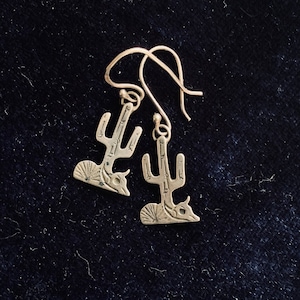 Vintage Sterling Silver Signed Saguaro Cactus Earrings