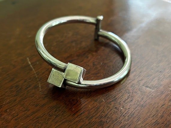 Vintage Solid Torque Hinged Bangle, Adjustable, S… - image 4