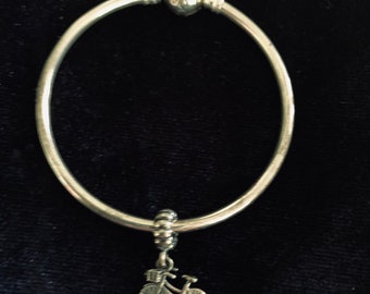 Vintage Genuine PANDORA s.925 ALE Charm Bracelet/Bangle with Bicycle Charm