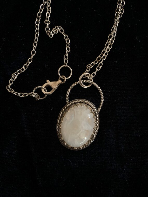 Vintage Moonstone Pendant in Sterling Silver 1970s - image 5