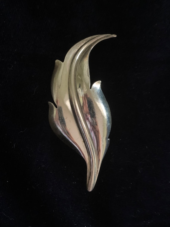 Vintage Sterling Silver Leaf Brooch | Modernist Ab