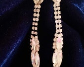 Dramatic Vintage WEISS 1960s Long Drop Rhinestone Clip On Earrings
