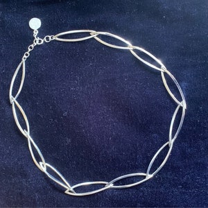 Vintage Sterling Silver Geometric Link Choker 1990s 18&quot;