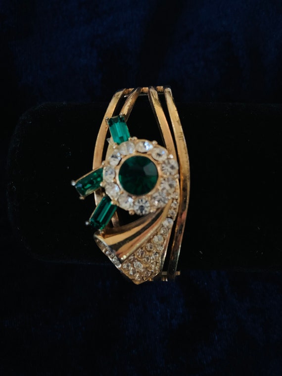 Vintage Emerald Green Rhinestone Bracelet 1950s - image 6
