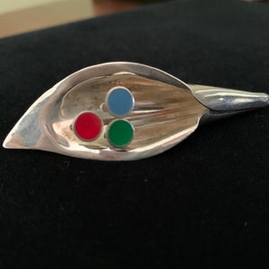 Vintage Sterling Silver Calla Lily with Enamel Brooch
