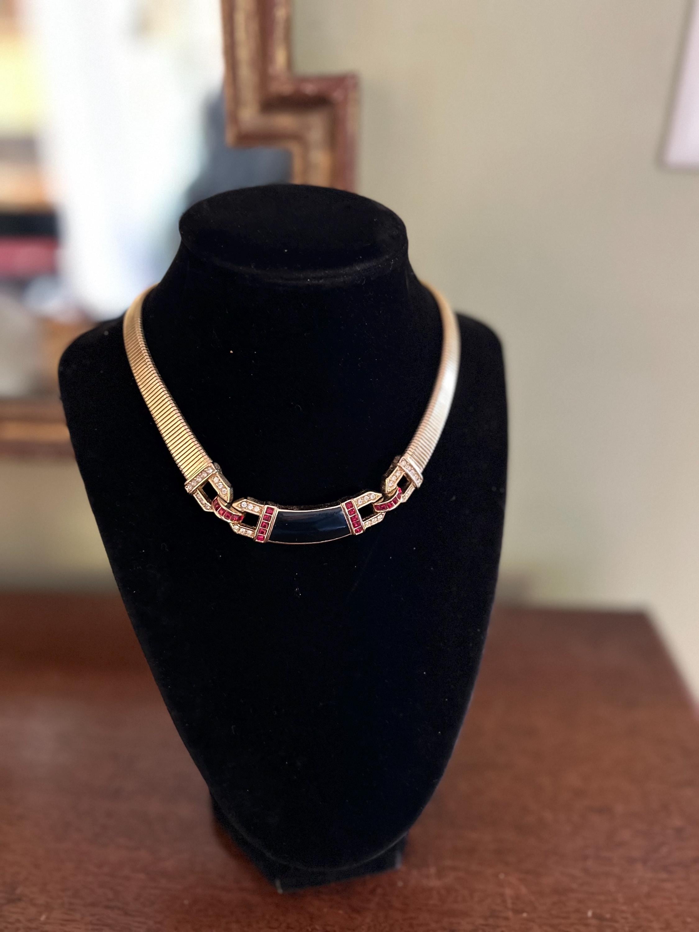 OLD Dior 希少 ヴィンテージ レッドストーンネックレスチョーカー