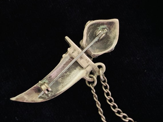 Vintage Chatelaine Brooch with Two Scimitar Sword… - image 3