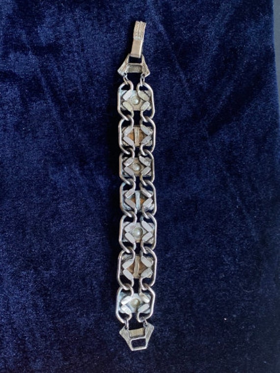 Vintage, rare, art deco, link bracelet with silve… - image 7