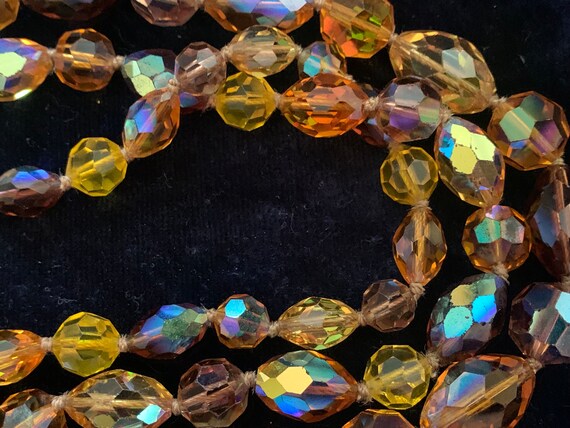 Vintage 3-Strand Aurora Borealis Necklace 1950s - image 2