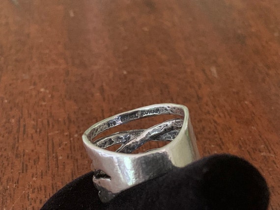 Vintage Hammered Multi-Band Silver Ring #8.75 - image 4