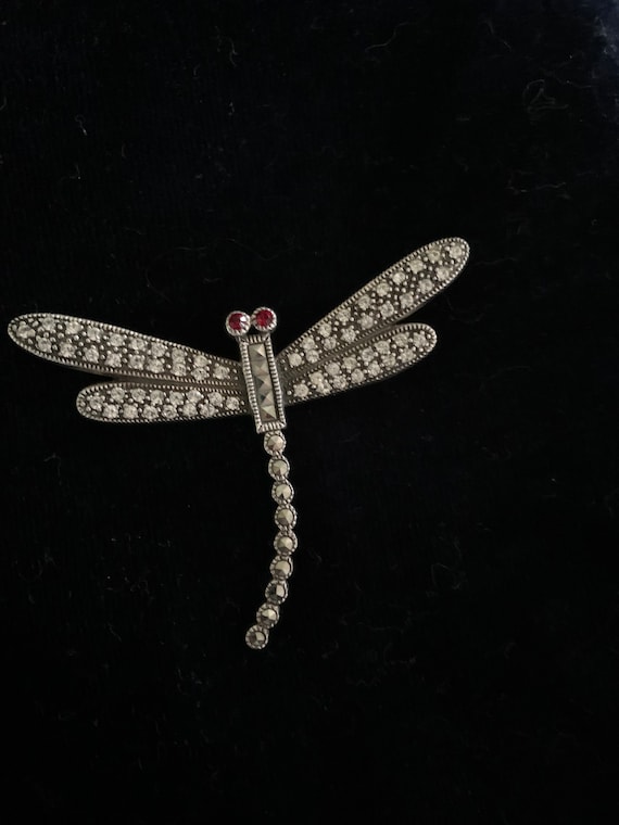 Vintage Sterling Silver Dragonfly with Marcasite a