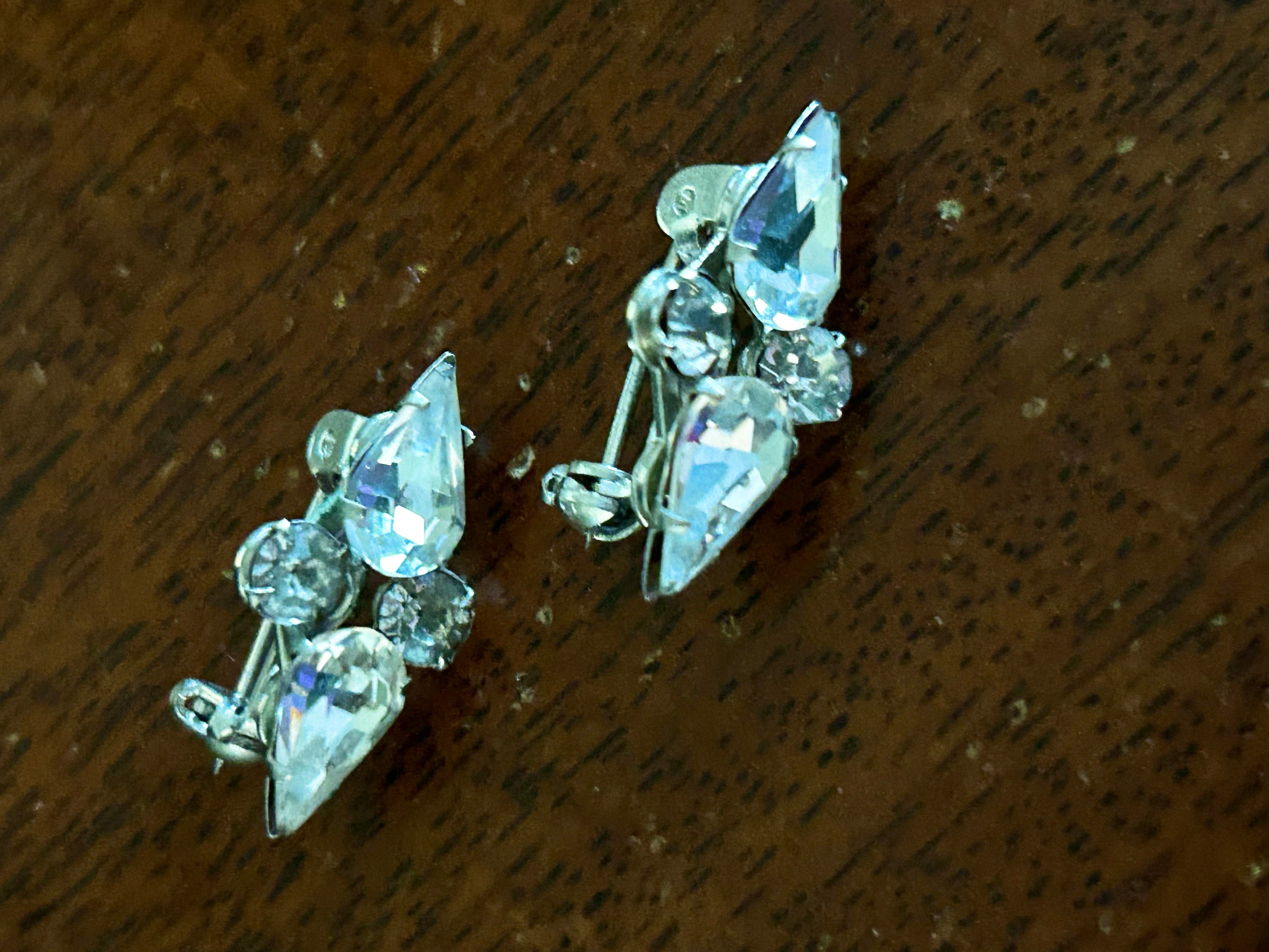 Jolie Broche Fantaisie Vintage Années 1940-1950 Avec Strass